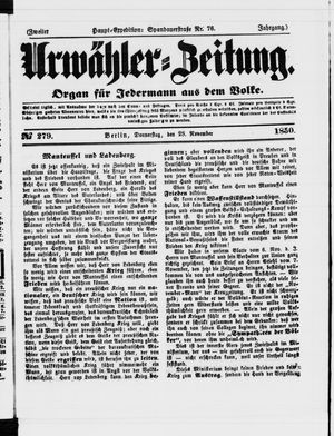 Urwähler-Zeitung vom 28.11.1850