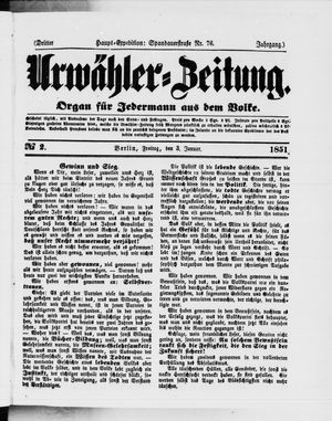 Urwähler-Zeitung vom 03.01.1851