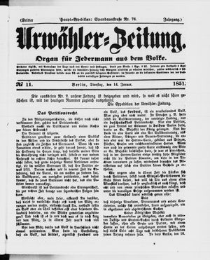 Urwähler-Zeitung vom 14.01.1851
