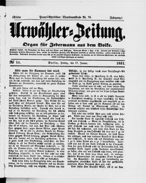 Urwähler-Zeitung vom 17.01.1851