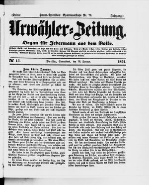 Urwähler-Zeitung on Jan 18, 1851