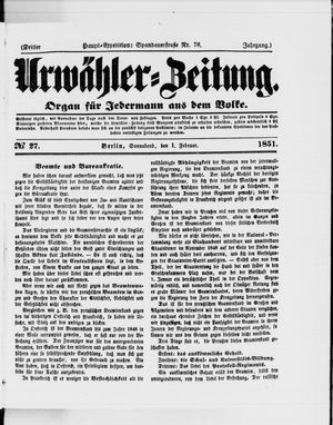 Urwähler-Zeitung on Feb 1, 1851