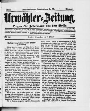 Urwähler-Zeitung vom 06.02.1851