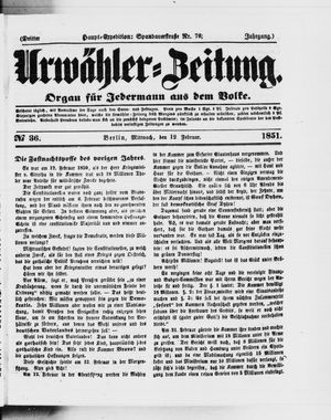 Urwähler-Zeitung vom 12.02.1851