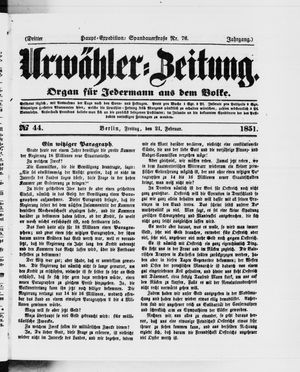 Urwähler-Zeitung vom 21.02.1851