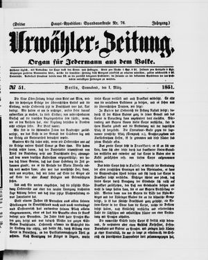 Urwähler-Zeitung vom 01.03.1851