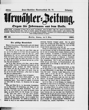 Urwähler-Zeitung vom 02.03.1851