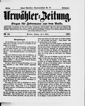 Urwähler-Zeitung vom 04.03.1851