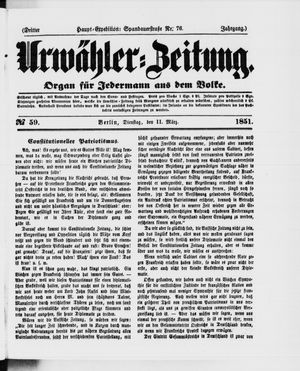 Urwähler-Zeitung vom 11.03.1851
