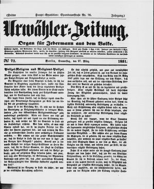 Urwähler-Zeitung vom 27.03.1851