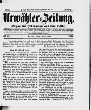 Urwähler-Zeitung vom 28.03.1851