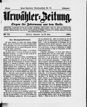 Urwähler-Zeitung vom 29.03.1851