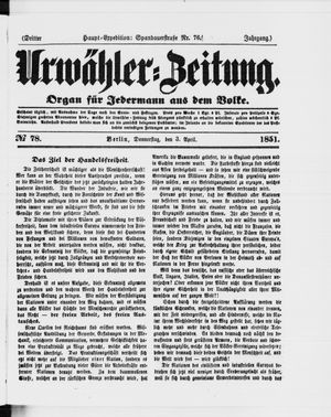 Urwähler-Zeitung on Apr 3, 1851