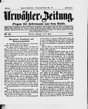 Urwähler-Zeitung on Apr 9, 1851