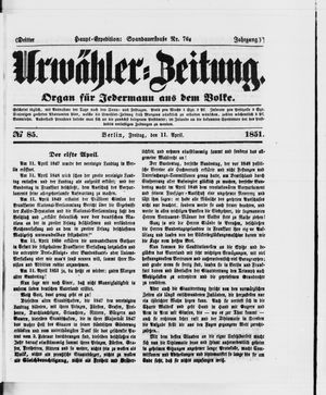 Urwähler-Zeitung vom 11.04.1851