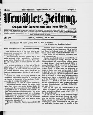 Urwähler-Zeitung vom 17.04.1851