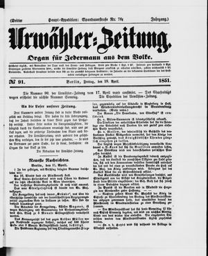 Urwähler-Zeitung vom 18.04.1851