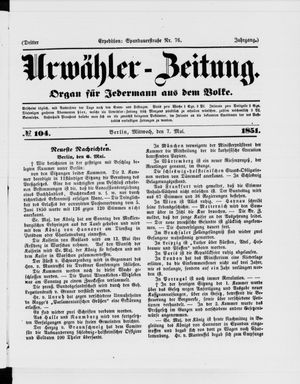 Urwähler-Zeitung vom 07.05.1851
