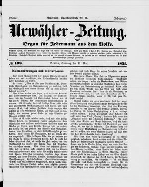 Urwähler-Zeitung vom 11.05.1851