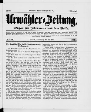 Urwähler-Zeitung vom 22.05.1851