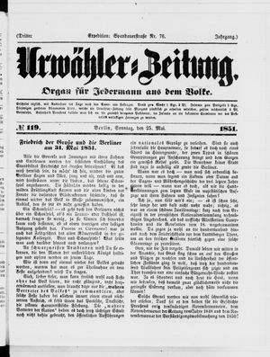 Urwähler-Zeitung vom 25.05.1851