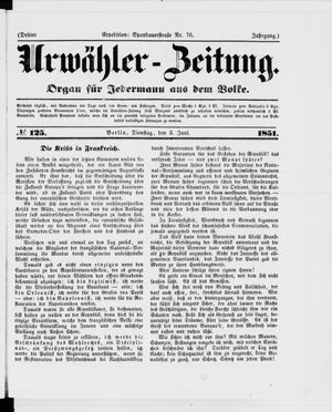 Urwähler-Zeitung on Jun 3, 1851