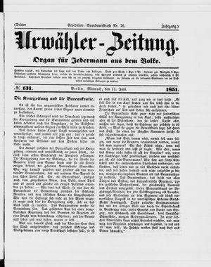 Urwähler-Zeitung on Jun 11, 1851
