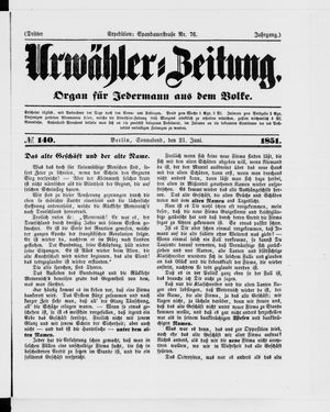 Urwähler-Zeitung on Jun 21, 1851