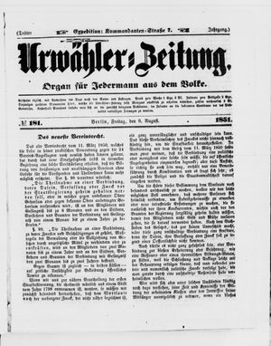 Urwähler-Zeitung vom 08.08.1851