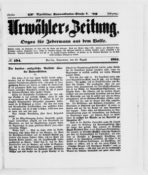 Urwähler-Zeitung vom 23.08.1851