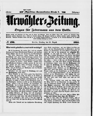 Urwähler-Zeitung vom 26.08.1851