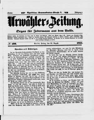 Urwähler-Zeitung vom 29.08.1851