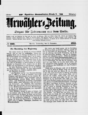 Urwähler-Zeitung vom 11.09.1851