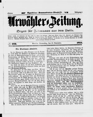 Urwähler-Zeitung vom 18.09.1851