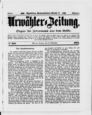 Urwähler-Zeitung vom 19.09.1851