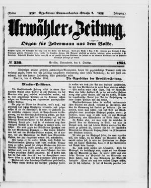 Urwähler-Zeitung vom 04.10.1851