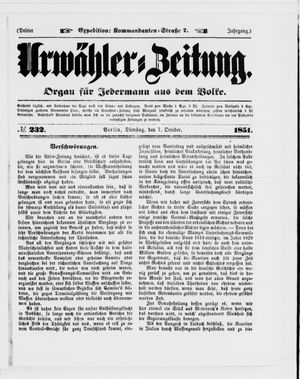 Urwähler-Zeitung vom 07.10.1851