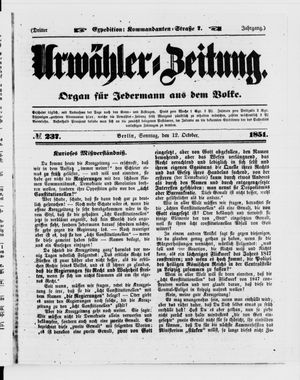 Urwähler-Zeitung vom 12.10.1851