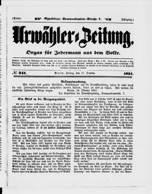 Urwähler-Zeitung vom 17.10.1851