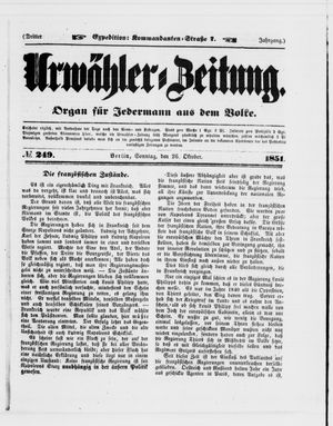 Urwähler-Zeitung vom 26.10.1851