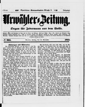 Urwähler-Zeitung on Nov 14, 1851