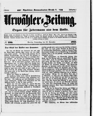 Urwähler-Zeitung vom 20.11.1851
