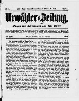 Urwähler-Zeitung vom 22.11.1851