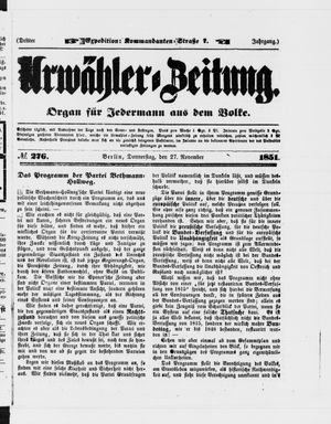 Urwähler-Zeitung on Nov 27, 1851