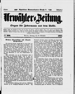Urwähler-Zeitung vom 30.11.1851