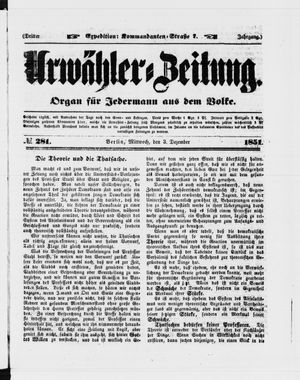Urwähler-Zeitung vom 03.12.1851
