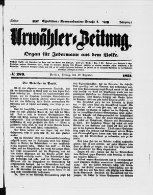 Urwähler-Zeitung vom 12.12.1851