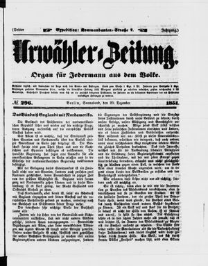 Urwähler-Zeitung vom 20.12.1851