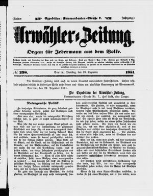Urwähler-Zeitung vom 23.12.1851