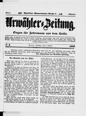 Urwähler-Zeitung vom 06.01.1852